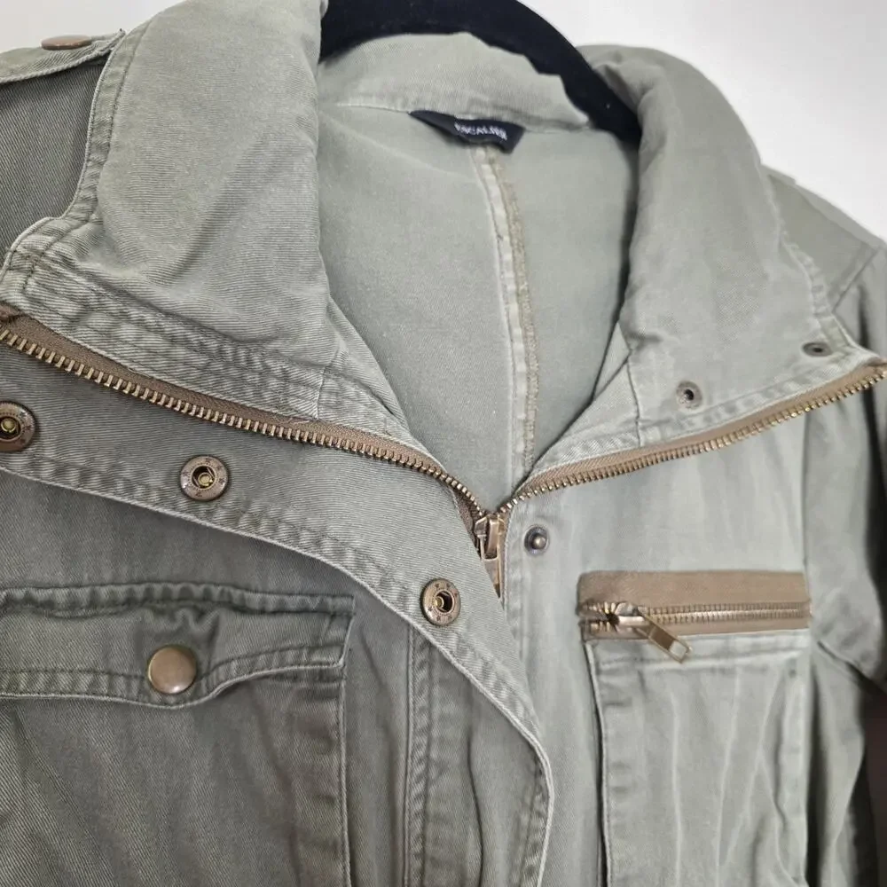 Escalier Army Green Military Utility Jacket Women S Pockets Gorpcore Boho Hooded